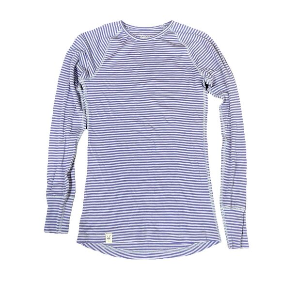 Ibex Woolies Pro Tech Crew Striped Long Sleeve Base Layer Purple Women S - Picture 1 of 6